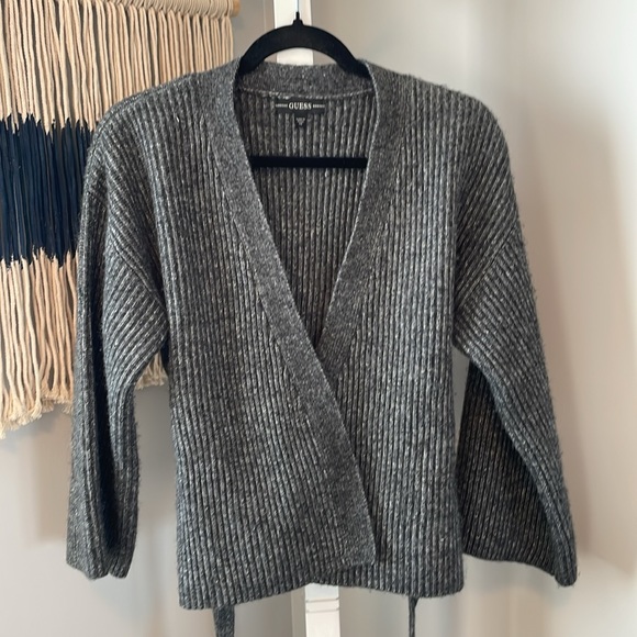 Guess Kimono Sleeve Sweater/Cardigan, Heathered Grey, Size XS - Picture 5 of 5